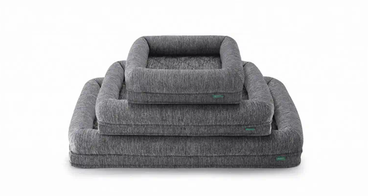 three different size pet beds stacked from large to small.