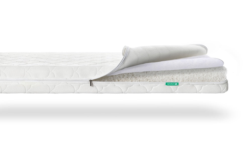 White mattress unzipped showing core