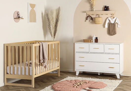 convertible crib in a nursery