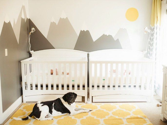 dog sleeping near crib