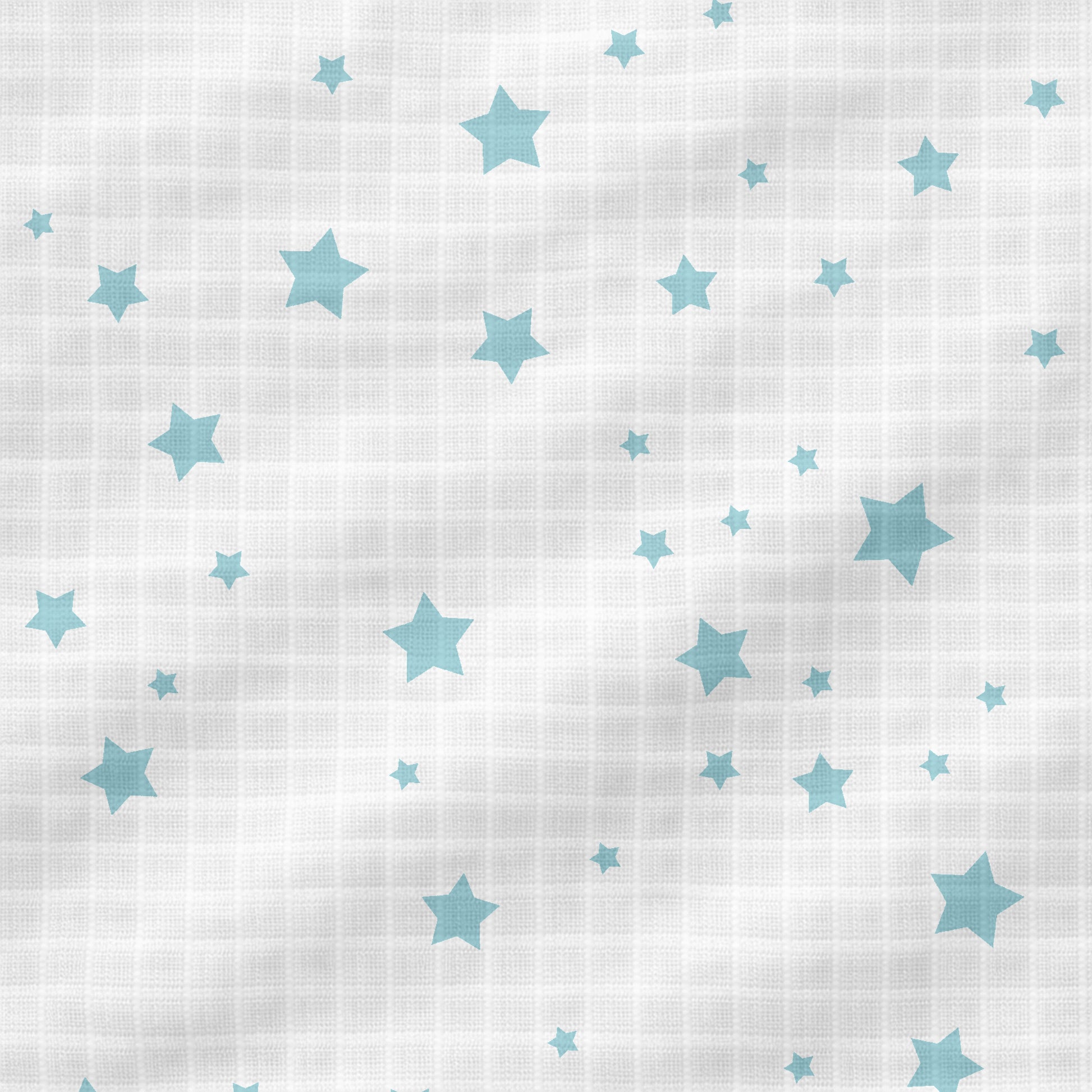 Newton Baby’s Breathable, Organic Cotton Sheets (2-pack) feature a soft white muslin with a subtle grid texture and scattered blue stars, offering a playful, whimsical look that’s perfect for your nursery.