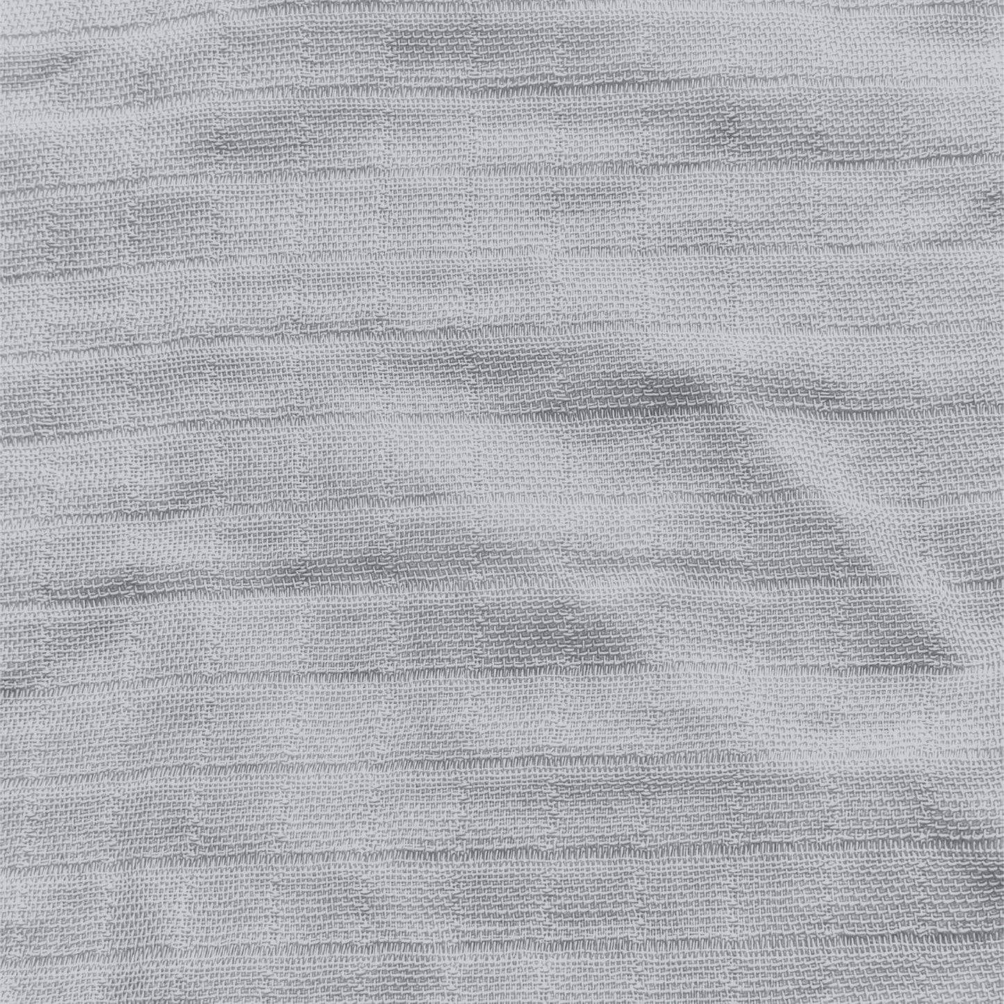 Close-up of the light gray, textured fabric from Newton Baby's Breathable, Organic Cotton Sheets (2-pack), featuring horizontal, irregular lines and subtle shading for a soft, muslin-like appearance.