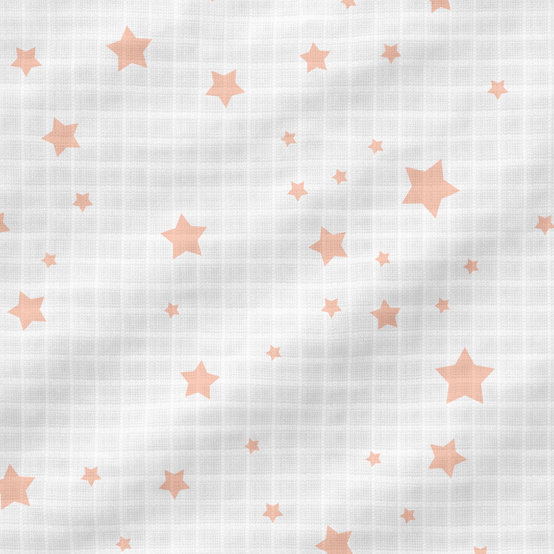 The Newton Baby Breathable, Organic Cotton Sheets (2-pack) feature a subtle grid pattern with scattered light orange stars, adding a soft, cozy, and breathable touch—ideal for your baby’s nursery.