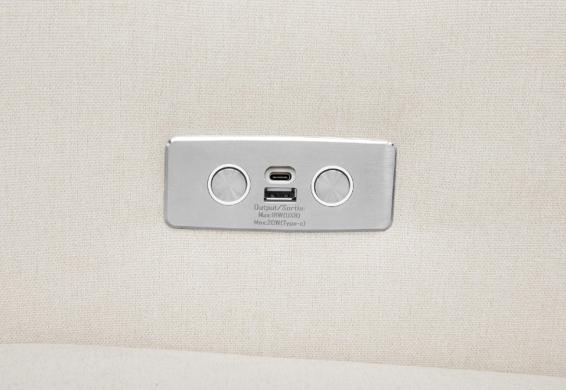 A close-up of a wall outlet integrated with USB charging ports, featuring the text "High Speed Mobile USB Wall Charger."