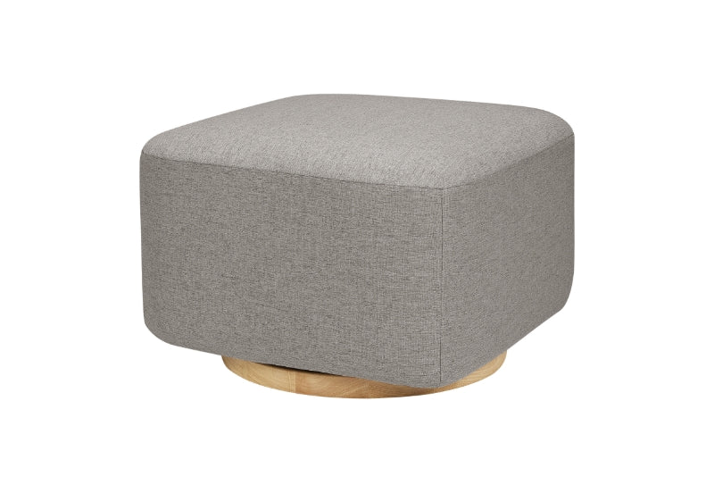 Modern gray fabric ottoman with wooden base. 999-8606-GRY