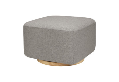 Modern gray fabric ottoman with wooden base. 999-8606-GRY
