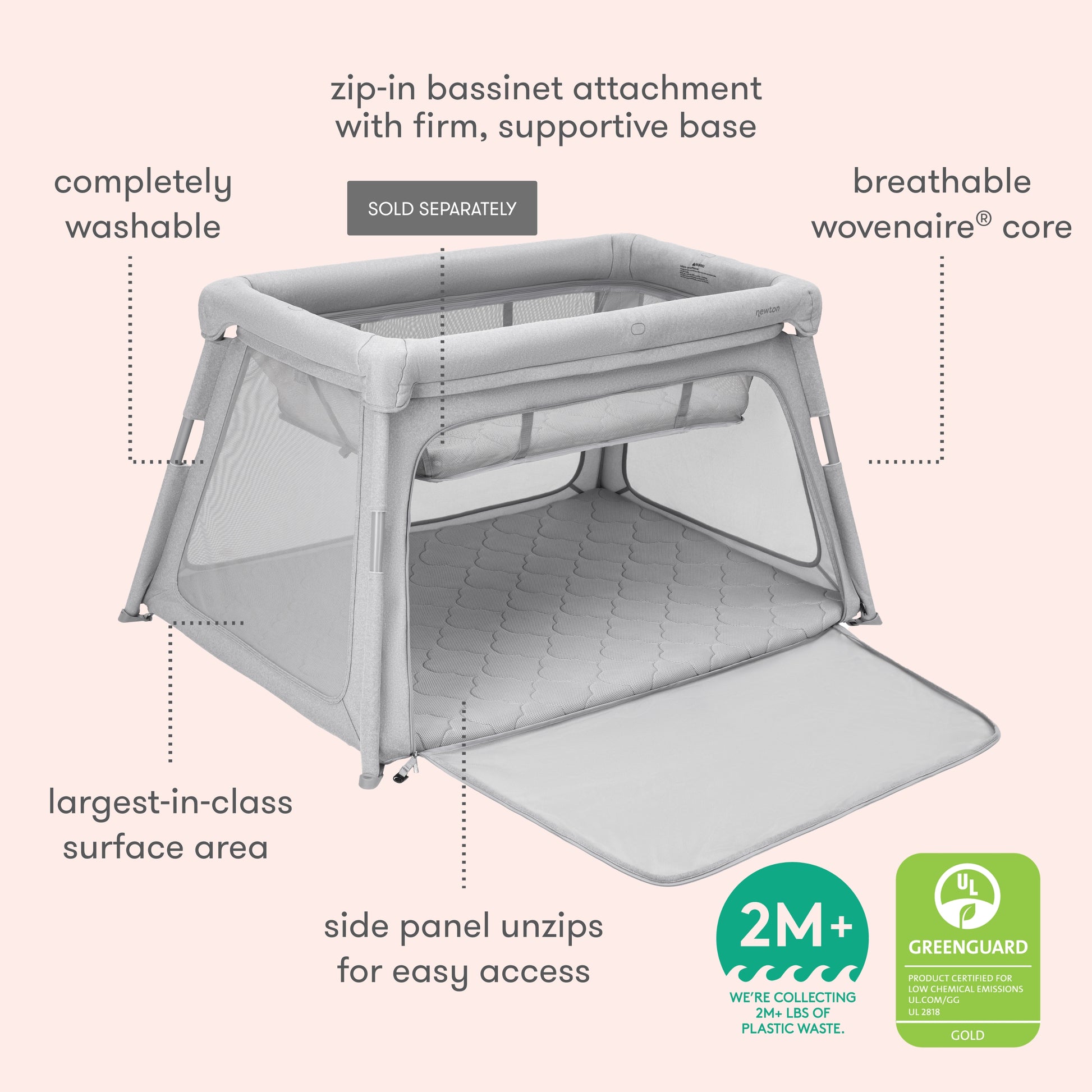 Travel Crib Play Yard Breathable Washable