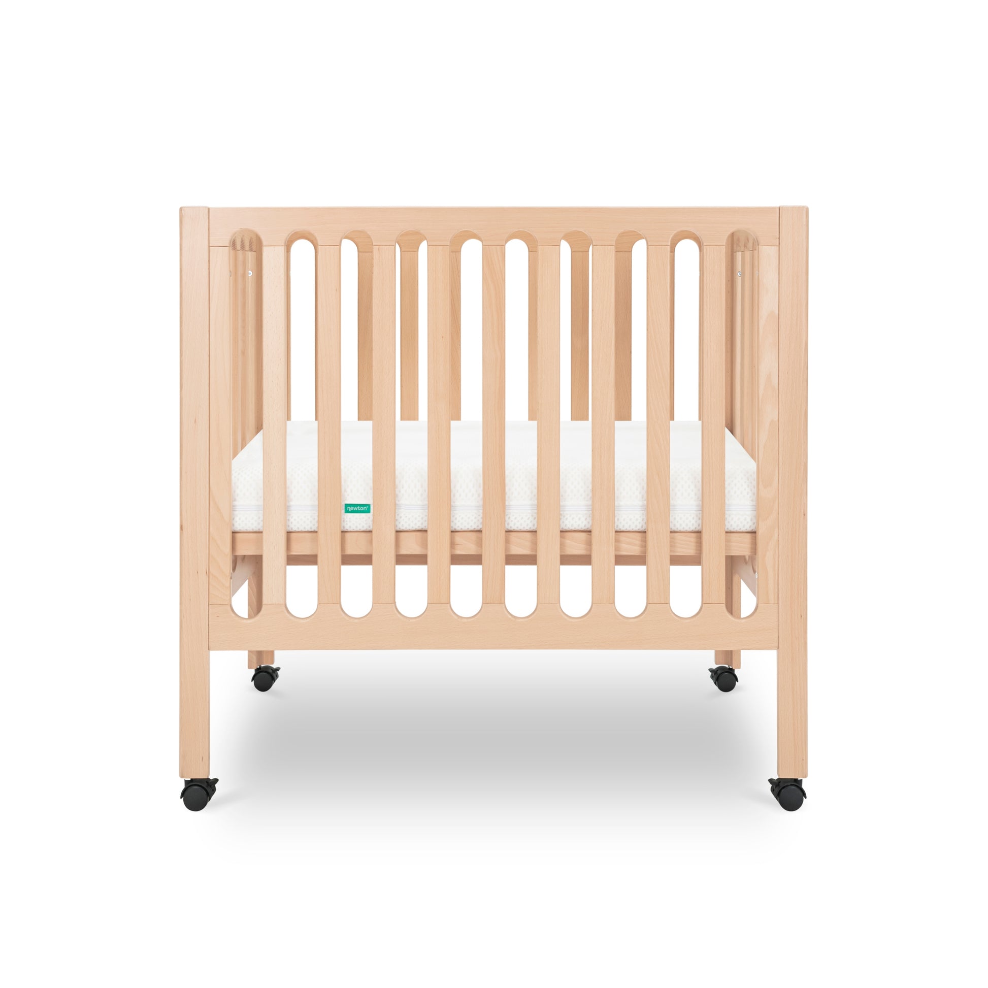 Wooden crib with a white mattress on a white background 999-8430-NAT