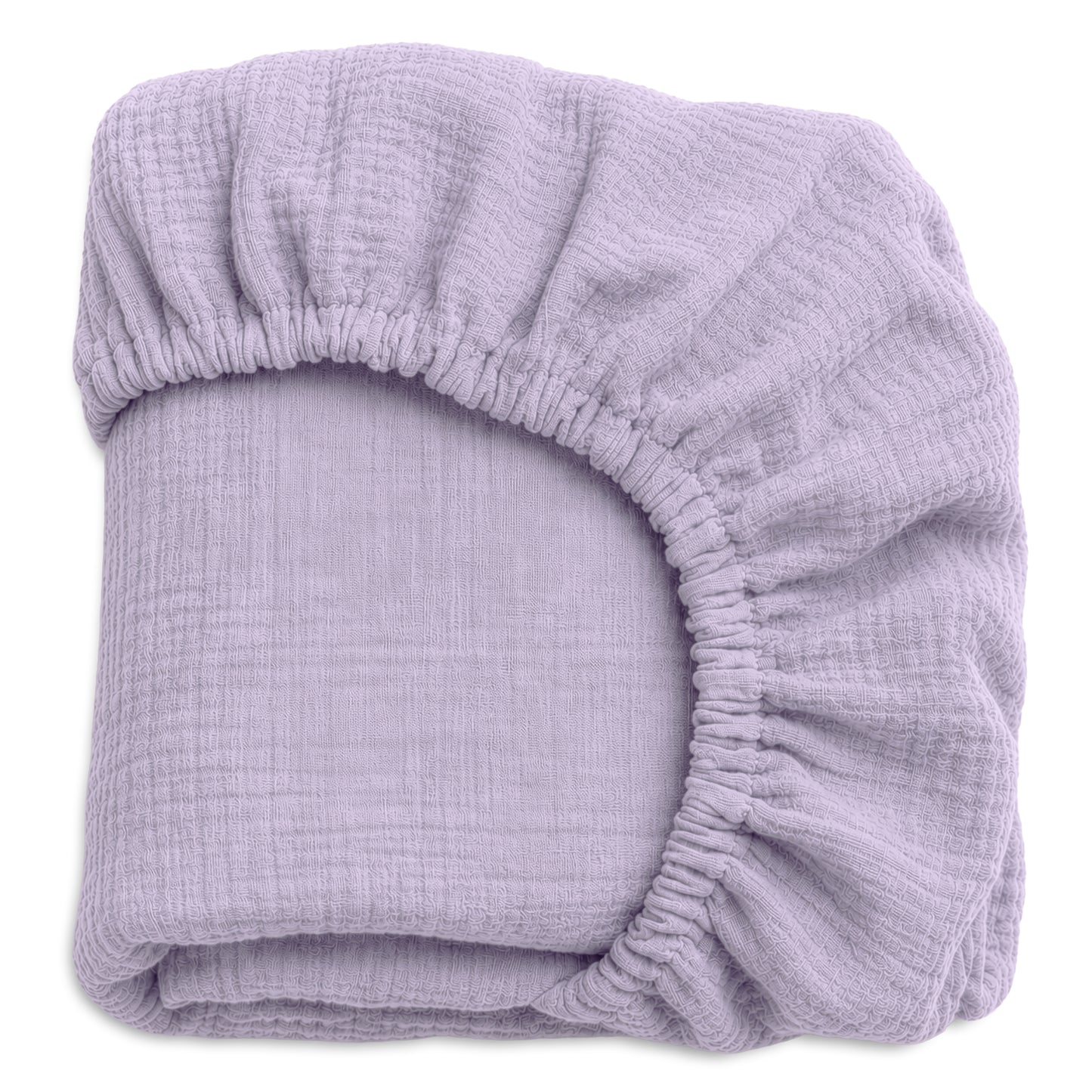 The Newton Baby Breathable, Organic Cotton Sheets (2-pack) feature fitted, lilac sheets with elastic edges and soft, textured fabric—perfect as breathable crib sheets for your baby's comfort.