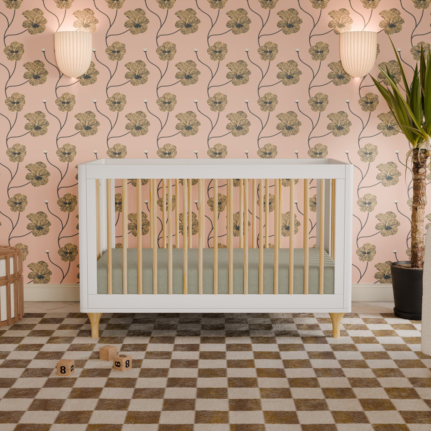 Modern nursery featuring the Babyletto Lolly Convertible Crib . 999-8502-WHN