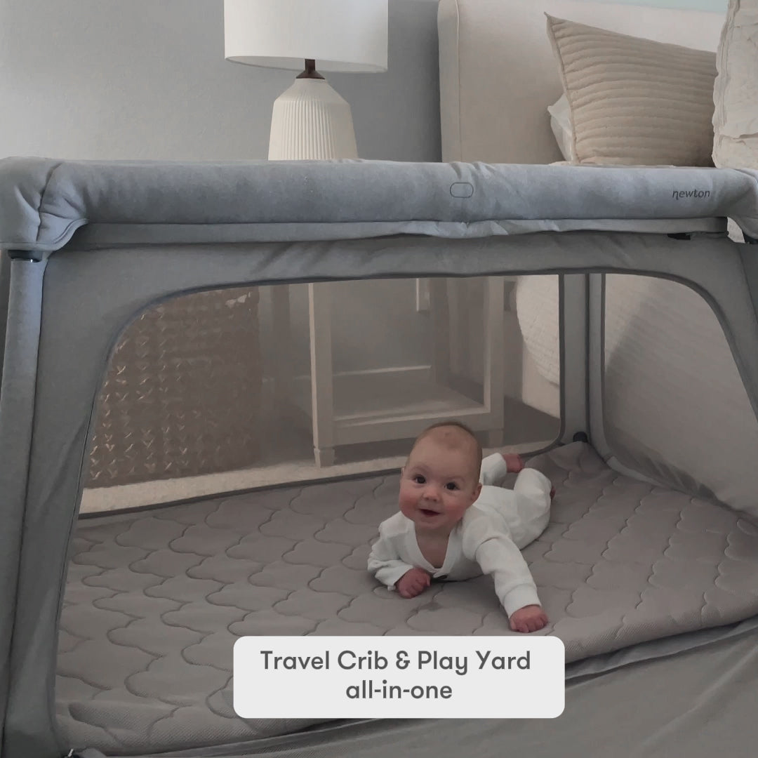 video showing the rRavel Crib and Bassinet Attachment all in one. 999-5010-GRY